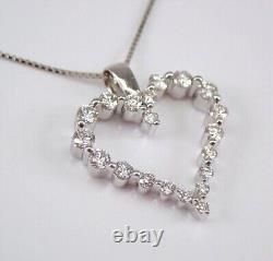 Round Cut Simulated Diamond Pretty Heart Pendant Necklace 14K White Gold Plated