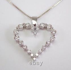 Round Cut Simulated Diamond Pretty Heart Pendant Necklace 14K White Gold Plated