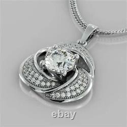 Round Cut Simulated Diamond Women's Swirl Pendant Necklace 14K White Gold Plated