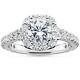 Round Cut Vvs1 Halo Engagement Wedding Ring 14k White Gold Over Womens Spacial