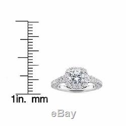 Round Cut VVS1 Halo Engagement Wedding Ring 14k White Gold Over Womens Spacial