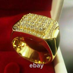 Round Diamond Cluster Men's Pinky Engagement Ring 14k Yellow Gold Finish 1.80 CT