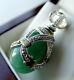 Sale! Beautiful Pendant Made Of Sterling Silver 925 With Genuine Jade
