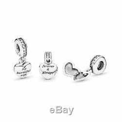 SALE! PANDORA Dangle Charm My Beautiful Wife heart+Gift pouch Mothers Day Gift