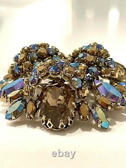 SCHREINER NY Vintage Brooch Pin Sparkly Multi Color Art Crystals Jewelry