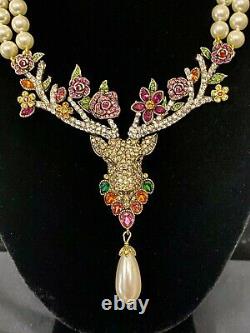 SIGNED SPECTACULAR Heidi Daus Oh Deer Crystal Accented Necklace & Earring Set