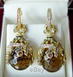 Sale! Beautiful Earrings Handmade Of Sterling Silver 925 Enamel Whiskey Topaz