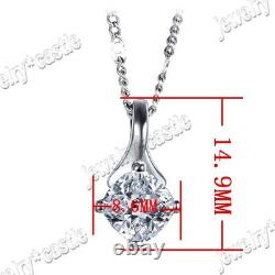 Sale Solid 10K White Gold Lady Wedding Party Prong Cubic Zirconia Pendant