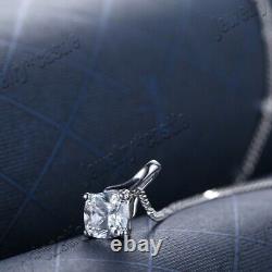 Sale Solid 10K White Gold Lady Wedding Party Prong Cubic Zirconia Pendant