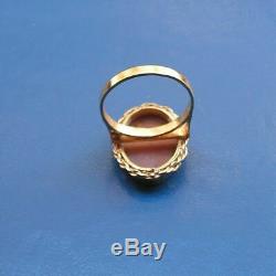 Shell Cameo Handmade Italy FLOWER Ring Size 8,5