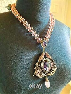 Signed Heidi Daus Pink Raven Crystal Necklace Beautiful Beyond Words Ret $299