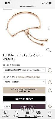 Signed Monica Vinader Designer Brand PETITE Fiji Chain Bracelet Silver Gold Rose