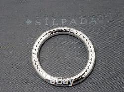 Silpada B1653 Round Thick Hammered Sterling Silver Bangle Bracelet Beautiful