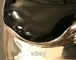 Silpada Cuff Black Oval Chalcedony Bracelet B2043 Sterling Silver Lrg 1.75 Wide