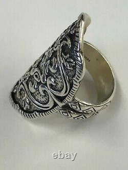 Silpada HELEN OF TROY Shield Oxidized Sterling Silver Ring Size 7 EUC 12.7g