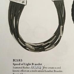 Silpada Sterling Silver Leather Speed of Light Bracelet B2183 Brown Liquid