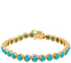 Sleeping Beauty Turquoise 14k Plated Diamond Cut 7-1/4 Tennis Bracelet Qvc $264