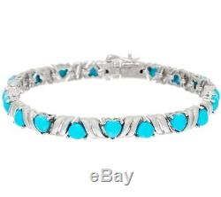 Sleeping Beauty Turquoise Heart Cut Sterling 7-1/4 Tennis Bracelet Qvc $309.00