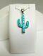 Sleeping Beauty Turquoise/sterling Silver Cactus Pendant Necklace Reversible