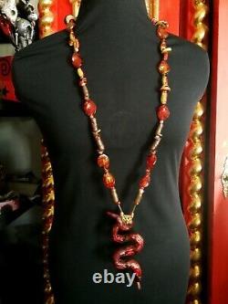 Snake necklace woman jewelry vintage style pendant lariat locket beaded layered