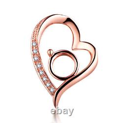 Solid 14K Rose Gold Fine Jewelry Round 5.5mm Natural Diamonds Semi Mount Pendant