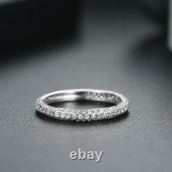 Solid 14k White Gold 1/2CT Natural Diamonds Simple Band Ring Vintage Anniversary