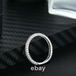 Solid 14k White Gold 1/2CT Natural Diamonds Simple Band Ring Vintage Anniversary