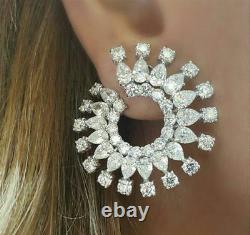 Solid Dangle Earrings Cocktail 925 Sterling Silver Pear Round Circle Sparkle CZ