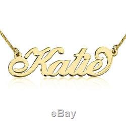 Solid Yellow Gold Personalized Name Necklace Carrie Style 14k oNecklace