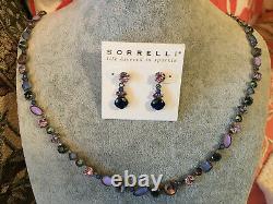 Sorrelli Hydrangea Necklace & Earrings Antique silver tone Set BEAUTIFUL