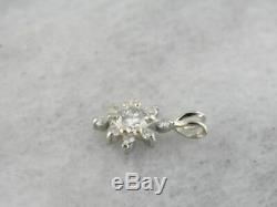 Sparkling Snowflake Pendant Necklaces 1.10Ct Round Cut Diamond 14K White Gold Fn