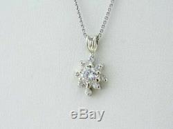 Sparkling Snowflake Pendant Necklaces 1.10Ct Round Cut Diamond 14K White Gold Fn