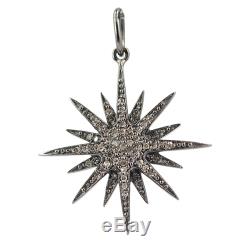 Starburst Pendant 925 Sterling Silver 0.28ct Pave Diamond Women Fashion Jewelry
