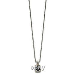 Sterling Silver 14k Antiqued Onyx 18'' Chain Necklace Fine Jewelry for Womens