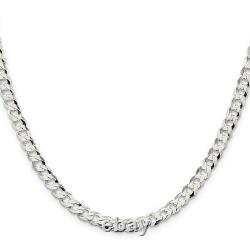 Sterling Silver 5.75mm Flat Curb Chain Necklace Fine Jewelry for Womens