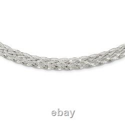 Sterling Silver 6.75mm Braided Fancy Necklace Fine Jewelry for Womens