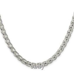 Sterling Silver 6mm Round Spiga Chain Necklace Fine Jewelry for Womens