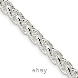 Sterling Silver 6mm Round Spiga Chain Necklace Fine Jewelry for Womens