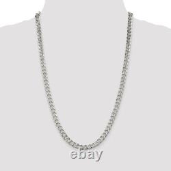 Sterling Silver 7mm Pave Curb Chain Necklace Fine Jewelry Best for Womens