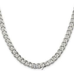 Sterling Silver 7mm Pave Curb Chain Necklace Fine Jewelry Best for Womens