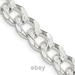 Sterling Silver 8mm Pave Curb Chain Necklace Fine Jewelry for Womens