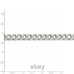 Sterling Silver 8mm Pave Curb Chain Necklace Fine Jewelry for Womens