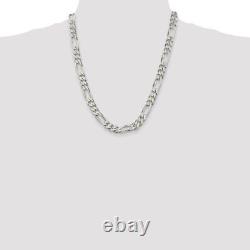 Sterling Silver 9mm Figaro Chain Necklace Fine Jewelry for Womens