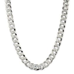 Sterling Silver Beveled Curb Chain Necklace Fine Jewelry for Womens