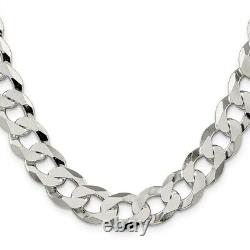 Sterling Silver Beveled Curb Chain Necklace Fine Jewelry for Womens