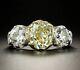 Sterling Silver Engagement Rings 925 Cz Yellow & White Three Stone Women Jewels