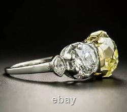 Sterling Silver Engagement Rings 925 CZ Yellow & White Three Stone Women Jewels