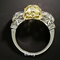 Sterling Silver Engagement Rings 925 CZ Yellow & White Three Stone Women Jewels