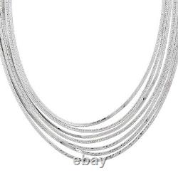 Sterling Silver Herringbone 7-Strand Necklace Fine Jewelry for Womens