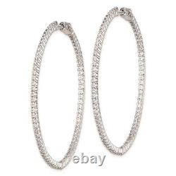 Sterling Silver Rhodium-plated Cubic Zirconia CZ In and Out Hoop Earrings Women